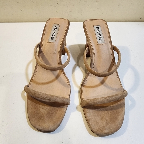 Steve Madden Honey Slide Block heels Strappy Leather Upper Sandals size 9.5M - Picture 5 of 9